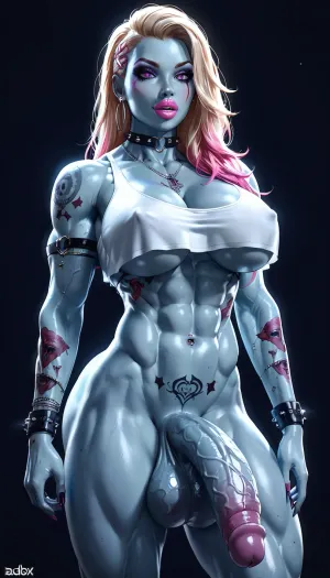 ZOMBIE futanari, massive veiny dick, full testicles, <lora:SDXLHighDetail_v6-000005:.8>, full, tattoo, <lora:FBT-000002:.8>, muscle_bimbo, <lora:Muscle_Bimbo_SDXL:.8>, (crop, top:1), BadX, great, lighting, <lora:great_lighting:.8>
