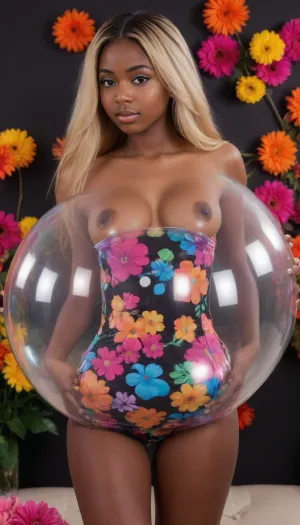 full body, (((Young petite))), black ebony girl, African, small model, skinny, thin body, narrow waist, ((very dark taned skin)), very long wild blonde hair, flat chest, ((massive perfectly round bubble-butt:1.3)), (((round bubble butt))), 18yo, young, ((tight colorful with flowers patterns minidress)), legs spreaded wide, (black:1.5), big, lips, <lora:xlsanaa woman:2>, <lora:Beautify-Supermodel-SDXL:2>