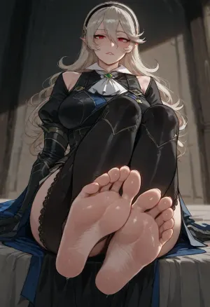 (Ratatatat74), (Corrin), solo, dressed, sitting, foot focus, <lora:ratatatat74-000050:.8>