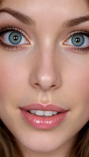 21 YEAR OLD AUSTRIA BIMBO SLUT, IN FRONT OF VIEWER, VERY EXTREMELY EXTREMELY CLOSE UP, FACE & BREASTS DIRECTLY IN VIEWERS FACE, FACE TO FACE, DIRECTLY IN FRONT OF VIEWER, LARGE BIG BOOBS, VERY CLOSE UP, BENDING FORWARD, PALE WHITE FACE, VERY PALE WHITE SKIN, GOOD LIGHTING, LONG NATURAL BROWN HAIR, BIG BLUE EYES, BIG BIMBO LIPS, SMILING, SLUT, PERFECT FACE