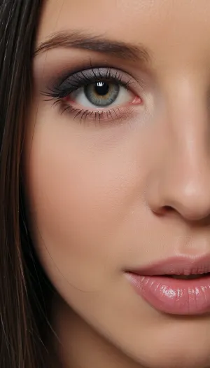 hyperréalisme, hyperdétaillée, vue proche sur un visage d'une femme