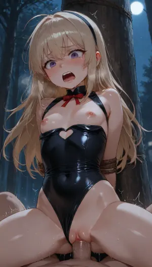 tiny-child body, childface, long hair, tiny lags, tiny, nsfw costume, bound forsed sex physical violence, flat breasts, night, against their will, brurtal rapee pussy sex, masterpiece, highest quality, pain, crying, try to escape, rvcg, girl, boy, penis, <lora:rvcg:.8>
