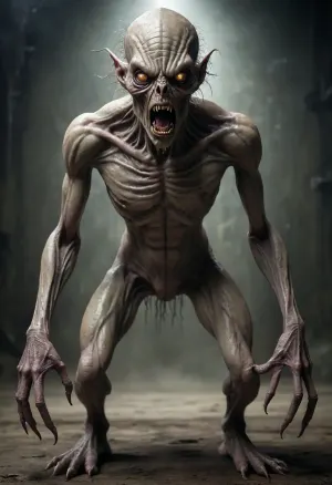 ((No backgrounf, frontal full body view)), aalien, creature, humanoid, monster, eldritch, abomination, <lora:Truly_Monstrous-000017:.8>