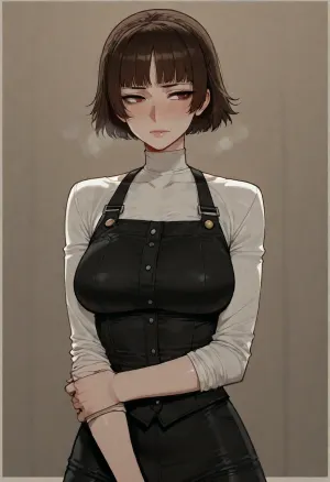 (ratatatat74), (Niijima_Makoto, Persona), solo, <lora:ratatatat74-000050:2>