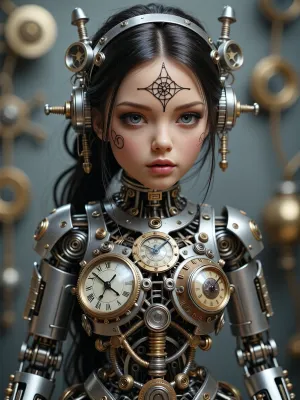 🐰🔝💔🕸️, A mechanical girl created from clock parts and dolls