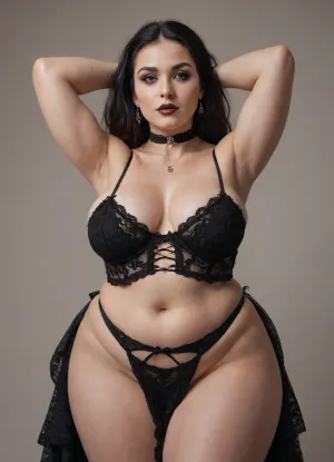 short chubby goth. big ass, big belly, big tits, burlesque, dress, <lora:xl_burlesque_dress-1.0:1.9>