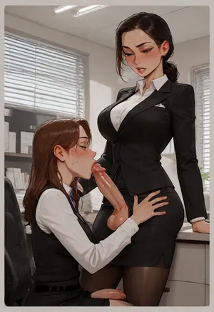 (incase style), masterpiece, (office lady, futanari), receiving blowjob, office background, <lora:Incase_Style__SDXL:2>