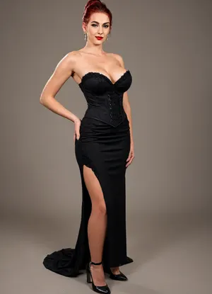 sexy tall slim thick, mature red head, large fake round breasts, pawg, full body image, corset, gown, <lora:Cleave:1.5>, <lora:clothed_small:1.3>, <lora:7a8684c1-aa8f-4e58-ab05-2f1981c3998c.TA_trained:1.4>
