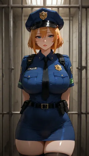 police officer, plainclothes, authentic expression, prison cell, pubic hair, detailed clitoris, fucked by police club, pr1s0n1, prison, <lora:pr1s0n1_epoch13:.8>