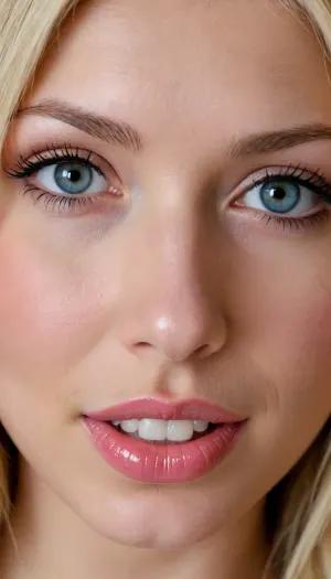 21 YEAR OLD GERMANY BIMBO SLUT, IN FRONT OF VIEWER, VERY EXTREMELY EXTREMELY CLOSE UP, FACE & BREASTS DIRECTLY IN VIEWERS FACE, FACE TO FACE, DIRECTLY IN FRONT OF VIEWER, LARGE BIG BOOBS, VERY CLOSE UP, BENDING FORWARD, FAIR FACE, VERY FAIR WHITE SKIN, GOOD LIGHTING, LONG NATURAL BLONDE HAIR, BIG BLUE EYES, BIG BIMBO LIPS, SMILING, SLUT, PERFECT FACE