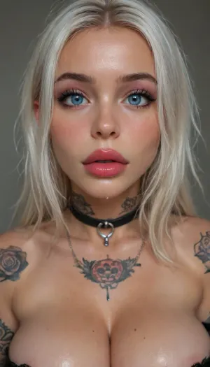 score_9, score_8_up, score_7_up, 1girl, (pretty incredibly young busty tattooed fitgirl, hyper cute innocent wide eyed emo doll, sweetest young round face hyper bimbo cutie), (Mexican:.6), (wide glistening possessed hypno eyes), ((heavy goth make up, many face piercings, large nose piercing)), black long bangs with fringe, wearing a black fishnet top, (massive round huge fake tits:1.1), hard nipples, ((huge puffy bimbo lips, mouth slightly open, cute lustful smile)), (sweetest most beautiful young goth girlfriend, happy obedient smile:.7), (thick cum on her lips, cum on face, cum on hair, cum on massive silicone boobs:1.2), (smaller younger cuter, incredibly tattooed glistening wet busty body:1.3), 4ng3l, face, large, breasts, big, boobs, huge, tits, artoflips, uoclips, big pumped up lips, lipstick, art, of, igbaddie, but, <lora:SDXL_BetterFaces-LoRA_v1:.8>, <lora:bombshell_v2:1.3>, <lora:Art_Of_Lips_PONY_XL_By_UOC:1>, <lora:igbaddie-XL:1.4>, <lora:BUT_SDXL_SHS:1.7>