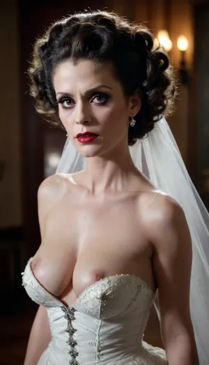 Sexy busty bride of Frankenstein, 3/4 view