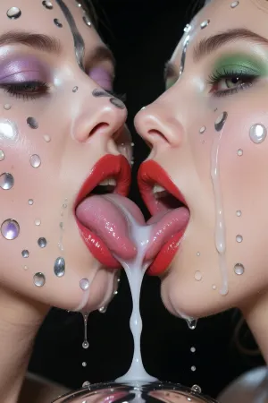 GOLN BULJ, I'm 26 years old and my anus is like lips in a kiss, girls live on a desert planet where mercury is replaced by water, They have silvery skin with a sheen like mercury.They have no teeth, just thick lips covered in sticky lipstick. very large lips with a red outline smoothly turning into pink.the anus, which looks like lips, is depicted in detail. they have lips instead of an anus, and a big, plump pussy with iridescent iridescences. a whitish liquid oozes out of the pussy. The sexy pose shows off the beauty of her genitals., (exact match to the description), The style of the 50s, (thick big red lips, thick green eye shadow:1.3), the skin is completely covered with countless droplets of mercury of different sizes that shimmer in the light, droplets flow down and cling to soft curves, the nipples are slightly raised, with a natural texture and purple areoles reflecting soft directional light from above, creating bright highlights and smooth gradients, high-contrast monochrome, pure shades of gray, no color