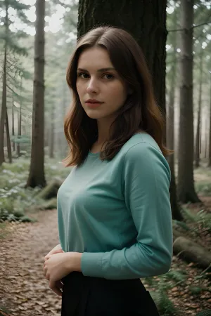 暗い霧の森の女は、彼女の涙の汚れた顔のポルタ160色のショットをとり、彼女の大麦芽を明らかにし、カメラは彼女の涙の顔のイメージをキャプチャします