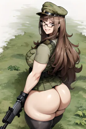 带着大腿和笑容的女孩被士兵护送到一个饱受战争蹂躏的城市,在那里,她会被拍到各种姿势,参加军队的宣传活动