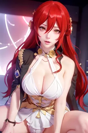 The AI generated porn picture features a high-res digital art of a busty blonde girl with large breasts and long hair. She is looking at the viewer with her penetrating blue eyes, as she reaches towards the viewer with her high-res digital art
