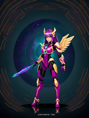 In a futuristic world, an elite group of warriors protects the galaxy from evil forces. One such warrior is a mecha cowgirl with laser beam eyes and intricate details on her mechanical parts. She uses her abilities to defeat evil forces and protect the