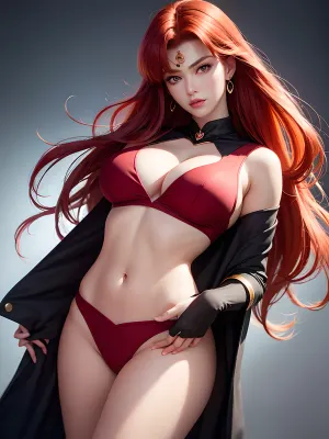 woman, (solo:1.4), ultra realistic 8k cg, picture-perfect face, flawless, clean, realistic, masterpiece, professional artwork, famous artwork, photorealistic lighting, ultra detail texture, ultra detail hair, ultra detail face, perfect face, beautiful face, alluring eyes, pale skin, gogerus, goddess, godlike, divine, ((Perfect female body, slim waist)), red hair, big breasts, huge ass, (rich:1.4), sexy, charming, alluring, Caucasian, makeup, earrings, flowing hair, long hair, Protruding breasts, sexy posture, ((Cosplay Sailor Moon, fantasy background))