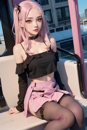 一个对称的眼睛和高质量的皮肤纹理的女孩在镜中赞美她完美的对称身体,赞美她的短发和优雅的头发. 她对她的头发有些自觉,