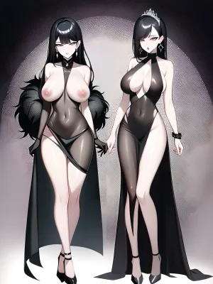 高いヒールと洗練された財布が洗練されたエレガントなシンプルな黒いトップとスカートの女性。 彼女のメイクは、彼女の美しさを強調し、繊細でエレガントです。 彼女は、彼女の曲線を完璧に抱くシンプルでエレガントな黒のスカートを着ています、,