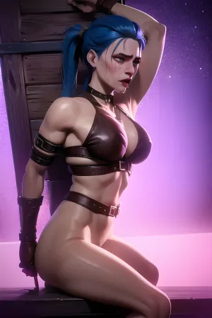 <lora:hipoly3DModelLora_v10:.2>, (masterpiece, best quality), warm and joyful atmosphere, 1girl, detailed face, beautiful eyes, perfect illumination, (best shadow), gym body, 2 clear blue eyes, (realism:1.2), (realistic:1.2), 8K, UHD, sharp image, (best illumination), highly detailed face, crystal clear image, blue hair, massive breast, huge tits, ponytail, (fully nude:1.2), (leather strap bondage:1.2), (lustful face), (stuck in wooden stockade:1.52), <lora:arcaneStyleLora_original:.5>, psycho, broken brain, mentally ill, oral sex, blowjob, bj, mouth insertion, eating penis, drinking penis, <lora:ms_real_pov_blowjob:.3>, <lora:large_insertion_v0.1-000003:.3>, jynx crazy, dirty in the mud, angry, ahegao, tongue out, grin, very anger, crazy anger, crazy rage, crying, battered, broken, screams very loudly and cries very much in pain, severe drug intoxication. very drunk, (bruises:1), bruising under the eyes, (fatigue:.5), (pain:.5), tired, (faints from fatigue:.9), passed out, unconscious, loses consciousness