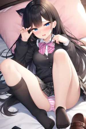 可爱的高个子女孩在看到AI用弓领和弓领衬衫组合生成她的照片时被吓坏了. 她很快掩盖了自己,但为时已晚. AI已经拍了一张她的照片