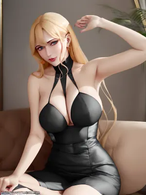 Die Frau mit den Schleifen ist eine große Frau, und ihr sichtbares Ei ist beeindruckend