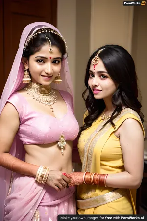 Anjali, a young Indian woman, was getting ready for her wedding day. She had never seen a picture of herself naked before and was nervous but excited as she posed for the camera with her new husband. As they took their first steps as