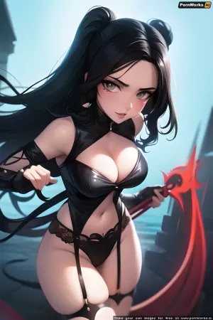 a blend between a British girl and a Mexican girl, View in low angle, Beautiful busty young samurai immaculate of blood holding a sword in a dark alley, retro futuristic outfit made of lace and silk revealing a fine lingerie and garter belt, perfect face, highly detailed face, perfect body, strybk style, warm dreamy lighting, matte background, volumetric lighting, pulp adventure style, fluid acrylic, dynamic gradients, bold color, illustration, highly detailed, simple, smooth and clean vector curves, vector art, smooth, character design, 3d shadowing, fanbox, cinematic, ornate motifs, elegant organic framing, hyperrealism, posterized, masterpiece collection, bright lush colors, TXAA, penumbra, alcohol paint, wet gouache, dark paranormal, concept art, airbrush, sublime composition, + 36.5 mm f0 cinematic quality, low horizon, layered insanity detailed texture, lithographic style, dim dusk, atmospheric lighting, 32K, low poly, isometric art, 3d art, high detail, artstation, behance, ray tracing, sharp focus, ethereal lighting
