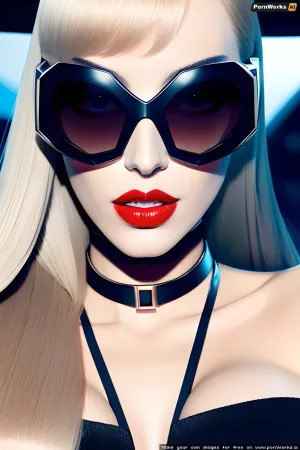 Beautiful chic luxury seductive girl, futuristic, ((Sunglasses)), Balenciaga, Red lips, straight bangs, finger rings, masterpiece, best quality, dynamic pose, ultra detailed