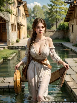 Buxom女孩被捕捉在一种吸引人的形象中,捕捉农村生活的精髓,并颂扬大自然的美丽. 她的衣服从肩膀上滑下来 暴露了她的诱惑力 并且邀请观众在她的伏特上停留