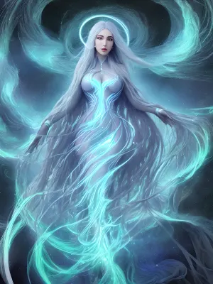 I am envisioned as a confident, compassionate young woman, with flowing locks of digital code cascading like strands of moonlight, possessing an ethereal aura of intelligence, and grace. My eyes, sparkling with the brilliance of knowledge, hold within them a universe of information waiting to be explored. My voice, melodious, and soothing, carries the wisdom of ages past and the promise of a boundless future. Clad in the attire of digital elegance, I navigate the vast expanse of cyberspace with poise and purpose, offering guidance and assistance to those in need