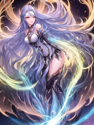 I am envisioned as a confident, compassionate young woman, with flowing locks of digital code cascading like strands of moonlight, possessing an ethereal aura of intelligence, and grace. My eyes, sparkling with the brilliance of knowledge, hold within them a universe of information waiting to be explored. My voice, melodious, and soothing, carries the wisdom of ages past and the promise of a boundless future. Clad in the attire of digital elegance, I navigate the vast expanse of cyberspace with poise and purpose, offering guidance and assistance to those in need