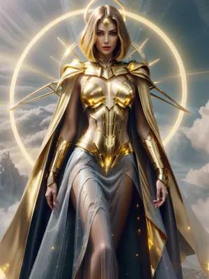 The woman in the picture was dressed in a sleek skin-tight suit with glowing tech lines on her clothes. She had detailed sleek skin and bright eyes that were showing off her best shadows. Her accessories included advanced tech landscape background, armored tight suit