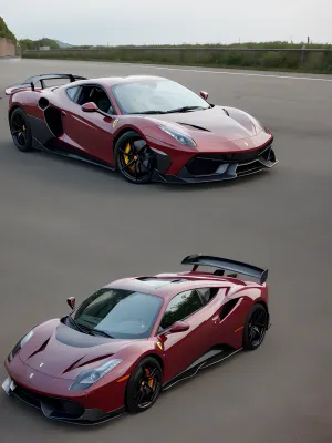 woman, ferrari + lamborgini