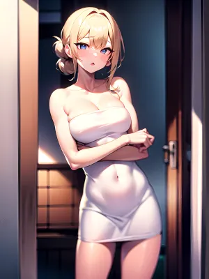came out of the bathroom in a towel