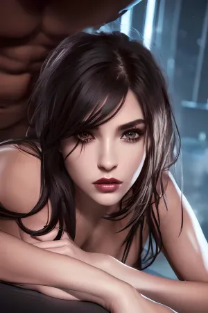 Bir fotorealist AI, ağlayan bir yüzle porno sahne üretti ve yalan söyledi, kirli karalanmış yatak üzerinde kemik. Bir hapishane gibi görünen dimly light room, smeared maskcara ve smeared lipstick