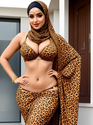 A mulher estava em frente ao espelho, admirando seu novo Leopard impresso Hijab. Ela sempre foi fã de escolhas de moda ousadas e ousadas, e isso não foi exceção. Enquanto ela se admirava no espelho, ela não podia ajudar