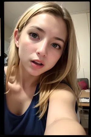 woman, 2002, (Polaroid photo:1.2), of a college amateur 20yo woman, very pretty, in a dorm room, lying on her back, (orgasm), (open mouth), (detailed face and eyes:1.2), messy hair, blonde, no makeup