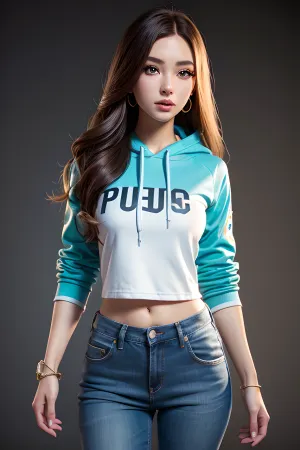 https, //s.mj.run/pf0Yt2sHkM0 girl with soft wavy long hair, a gradient of glossy color, bright and lively big eyes, thick and curved eyelashes, and unique green eyes. Her skin presents a healthy natural luster with a amount of freckles. Her outfit reflects a strong sense of fashion and personality, with a patterned hoodie paired with slim fitting jeans, paired with a pair of bright colored sports shoes, and wearing earrings with a design sense, Holding a guitar in a lively posture，3D rendering style cartoon girl, exquisite facial features, more natural movements, cute tall tall cartoon girl, 、 doll, 3D, light background, beauty, c4d, ip, blender, 3D rendering, Fashion doll, girl in school uniform of the Republic of China, 3D rendering，