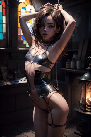 Le château médiéval était une vue à voir, avec des vitraux colorés et une atmosphère chaleureuse et joyeuse. Alors que la jeune fille entrait, elle était accueillie par l'éclairage parfait qui éclairait ses beaux yeux et plein de visage de sperme. Ses cheveux étaient attachés dans un