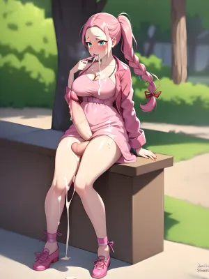 A mulher com os olhos verdes e o corpo perfeito estava deitado nas costas, chupando seu próprio pênis. Ela tinha uma vagina perfeita, corpo inteiro, vista de lado. Seus seios estavam fora e ela estava usando um rabo de cavalo trançado. Ela estava a tomar