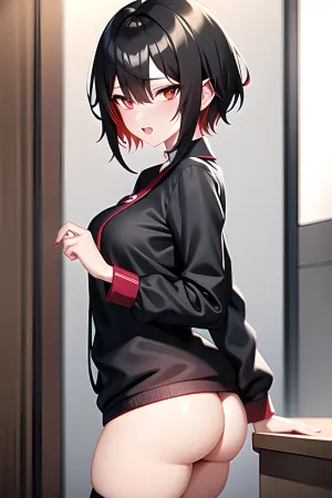 La chica con pelo negro y rojo se sentó en su escritorio, escribiendo en su computadora. Tenía una foto de una mujer sexy con auriculares negros en su pantalla, y no podía evitar imaginar lo que sería tener sexo con alguien