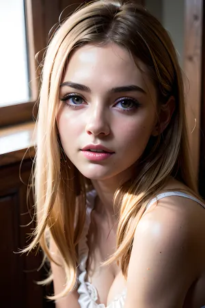 Image of, Adorable, girl next door, innocent, tempting, (masterpiece), professional photo, high resolution, photo realistic, best quality, best lighting, good lighting on face