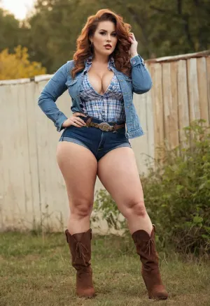 一个繁忙的乡村妈妈为她的人工智能制作的色情图片做了诱人的展示,展示了她的诱人的曲线和纹身. 她的手放在头后 露出她美丽的纹理苍白的皮肤 她有诱惑眼睛