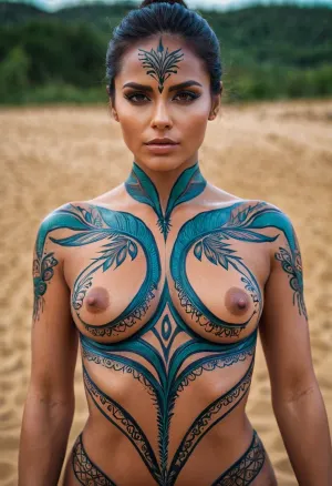 The woman sat in front of the computer, her latest project a series of body paint portraits. She had been working on this project for weeks, and she was almost finished. As she worked, she couldn't help but think about how much technology had