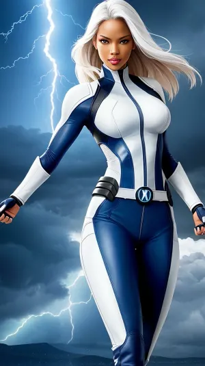 X-Man, Fırtına, yüksek kaliteli film tahıl ve 3.4 ışık ile yağmurda çıplak çalışıyor