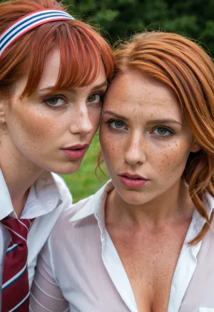 两个女人,一个是红发的,另一个是金发的,当时正在讨论她们最喜欢的色情明星. 他们都同意,他们之间没有任何联系,也没有任何真正的情感。 然而,他们最近发现