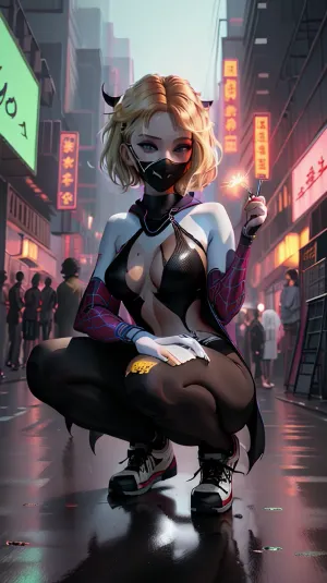 एक सुंदर AI-generated अश्लील तस्वीर जिसमें लंबे पिगटेल, गहरे नीले रंग की आंखों और कैमरे के सामने घुटने के साथ एक आदर्श शरीर शामिल है। वह एक काले eyeliner और मोज़ा पहने हुए है