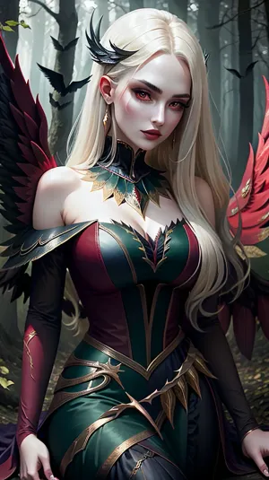 森の中では、火の周りの魔女が集まりました。 そもそも、モルガナは羽毛で赤いドレスを着ていました。 炎に手を配り、侵入を妨げた。 突然、彼女の目